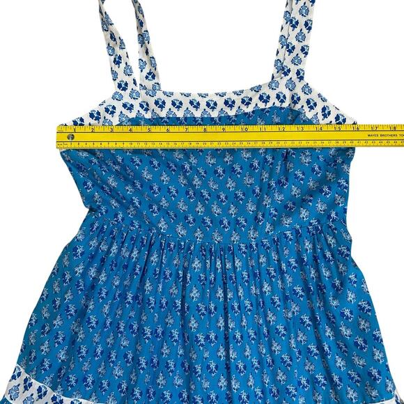 J. Crew Square Neck Smocked Tiered Floral MIDI Dress Size 6P Beachy Summer - Picture 8 of 9